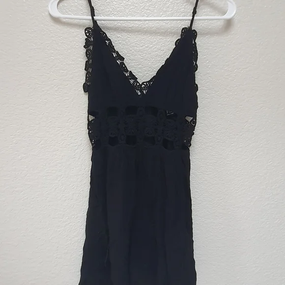 white christmas dresses Crochet Crossed Swim Cover-Up Mini Dress